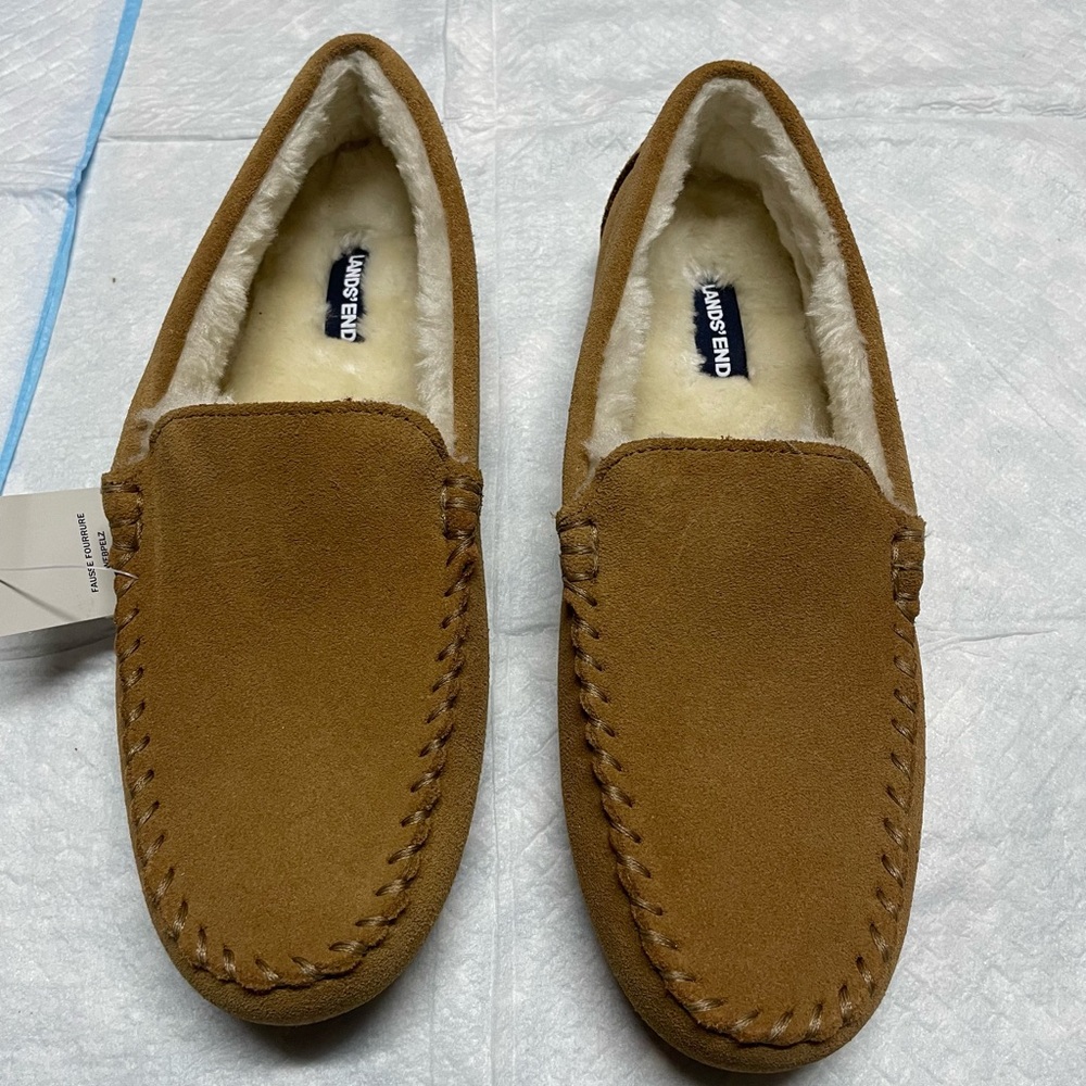 Lands' End women’s Tan Suede Loafers, size 8B
